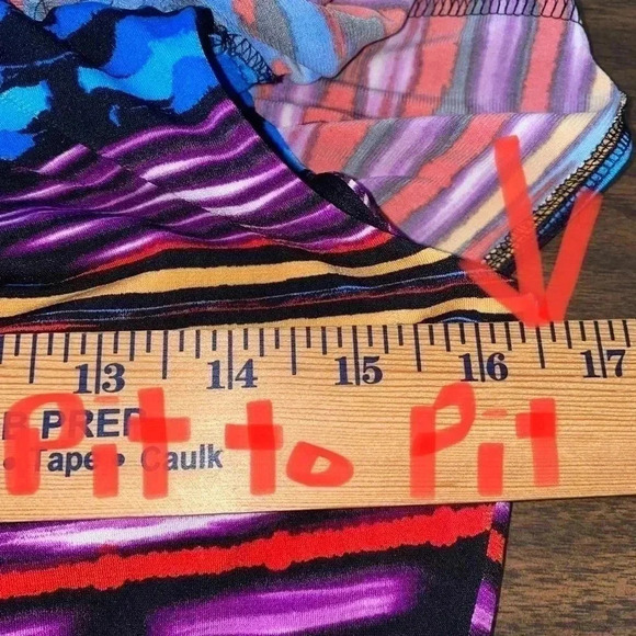 Maggy London Size 4 slimming Dress Ruffles Blue Purple Yellow Magenta Colors - Picture 9 of 10